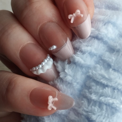 Milk Bow — Press-On Nails