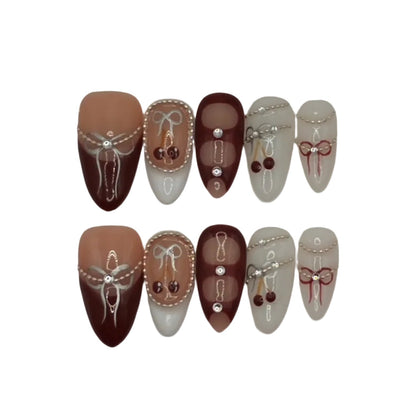 Cherry Ribbon — Press-On Nails