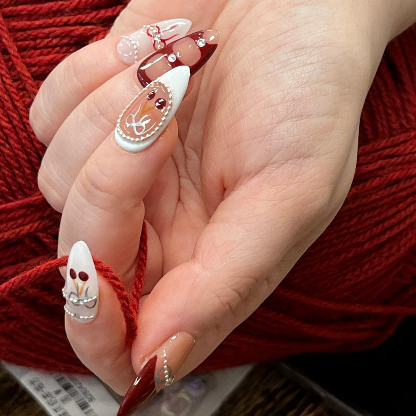 Cherry Ribbon — Press-On Nails