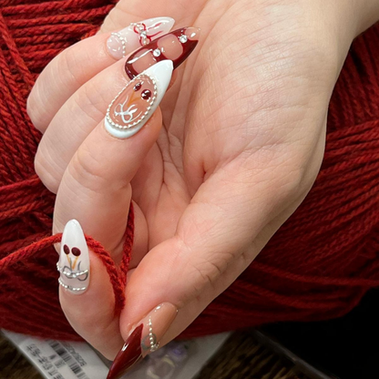 Cherry Ribbon — Press-On Nails